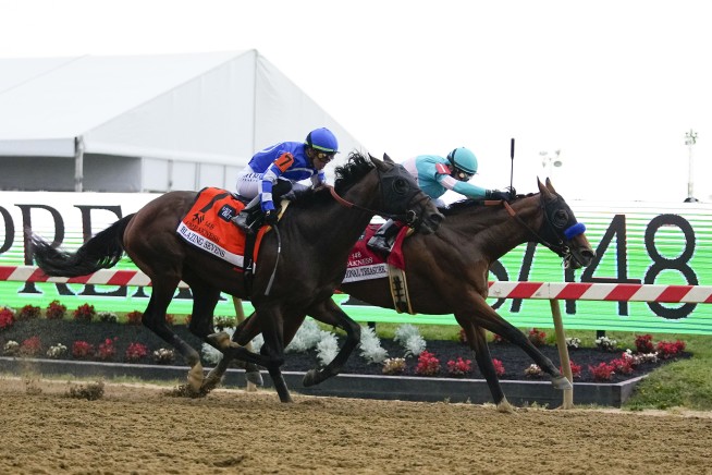 Baffert back from ban, wins Preakness with National Treasure after another horse euthanized