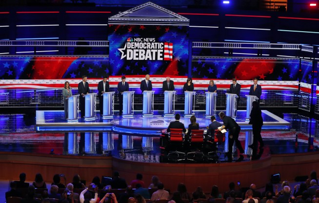 The Latest: Swalwell dings Biden's age at Democratic debate