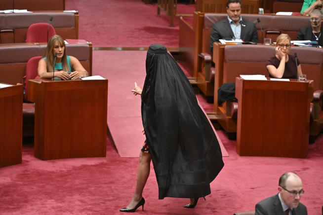Australian Sen. Pauline Hanson suspended from Parliament for wearing burqa in protest