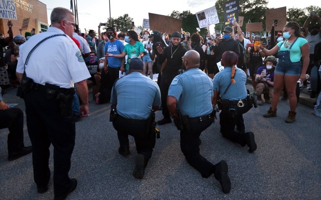 Police in New Jersey praised for marching in Floyd protests