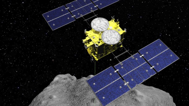 Japan space probe drops explosive on asteroid to make crater