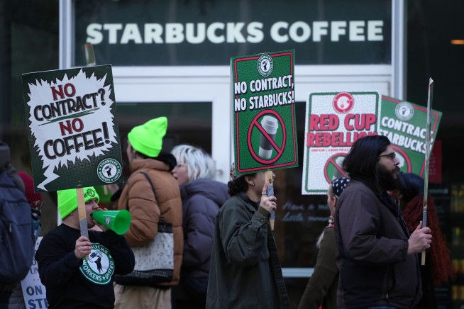 Starbucks workers kick off 65-store US strike on company's busy Red Cup Day