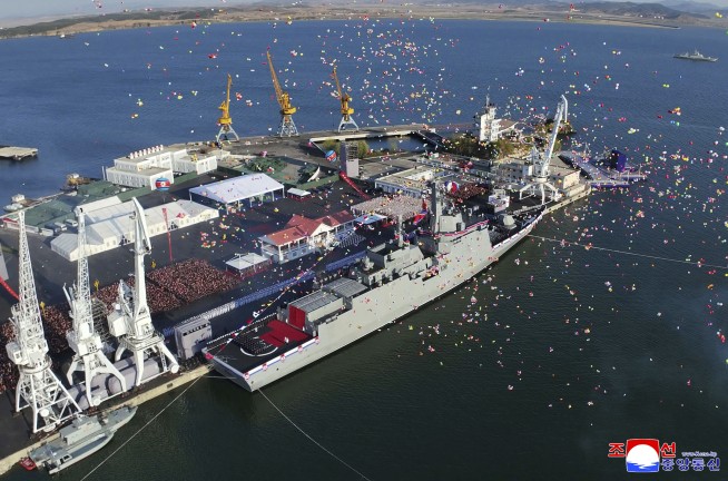 North Korean leader Kim touts new naval destroyer, blames US for tensions