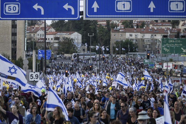 Thousands march in Jerusalem to press Israel's government to do more to free hostages held in Gaza