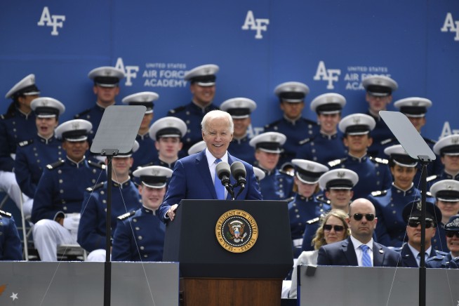 Biden thanks Air Force Academy graduates for choosing 'service over self'; he stumbles after speech