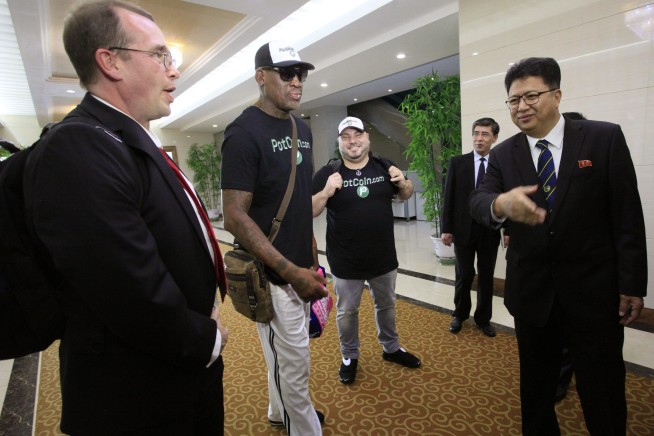Former NBA player Dennis Rodman arrives in North Korea