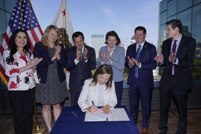 California records 1st woman to sign bill into state law