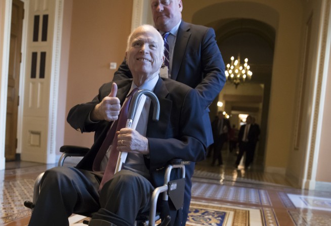 McCain returning home to Arizona, will likely miss tax vote