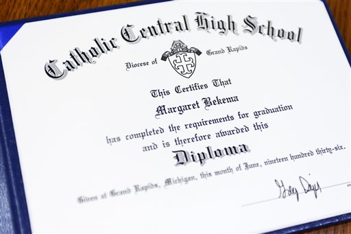 97-year-old Michigan woman receives high school diploma