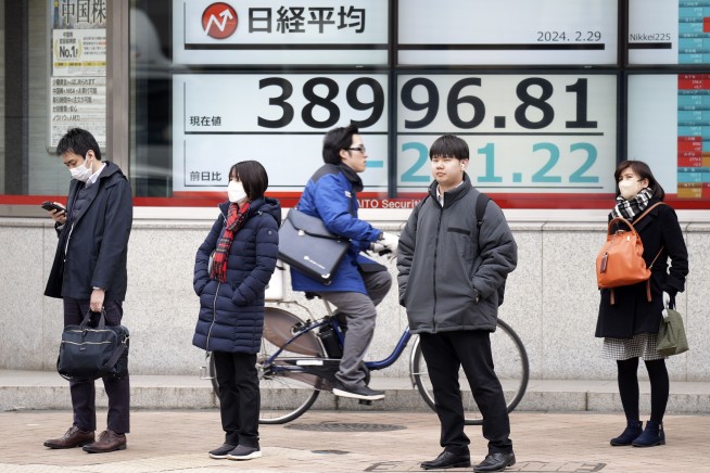 Stock market today: Asian shares are mixed after Wall Street slips lower and bitcoin bounces higher