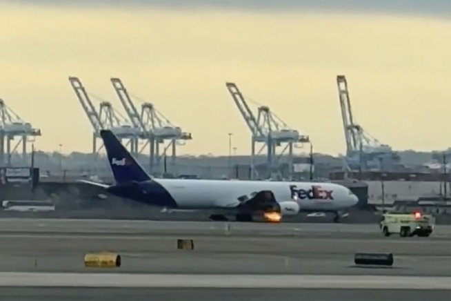 FedEx cargo plane makes emergency landing following bird strike and engine fire