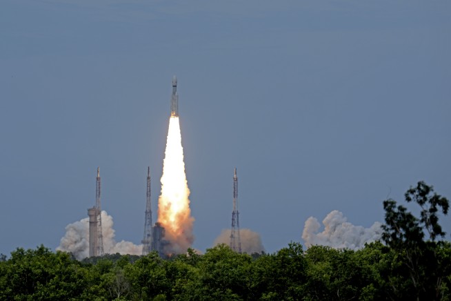 Crowds cheer as India launches a lander and rover to explore the moon’s south pole