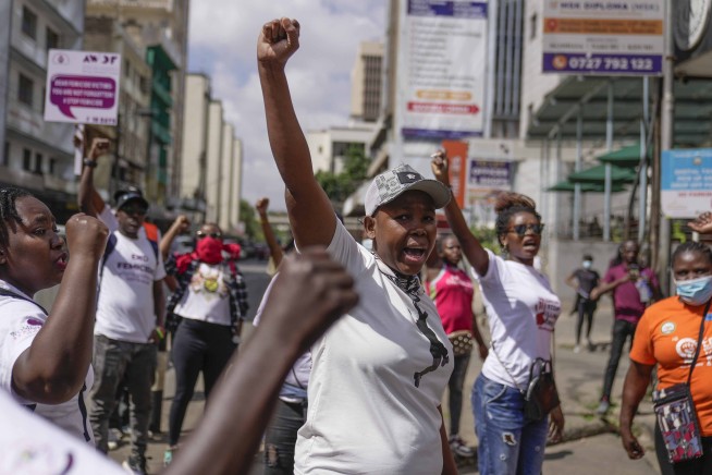 Police in Kenya hurl tear gas at protesters angry about gender-based violence