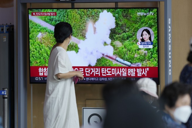 North Korea test-fires salvo of short-range missiles