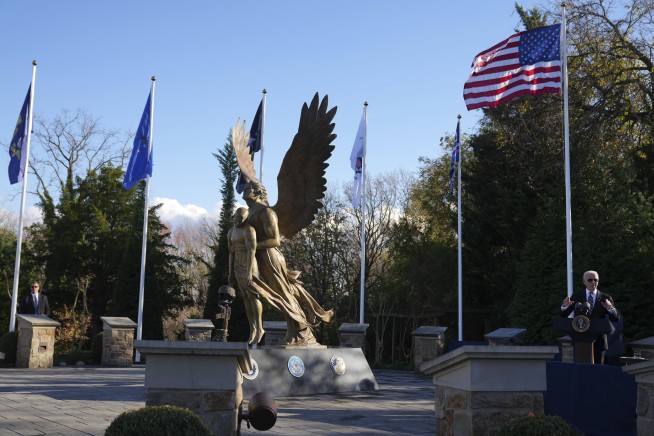 Biden and Harris appear together for the first time since she lost the election to Trump