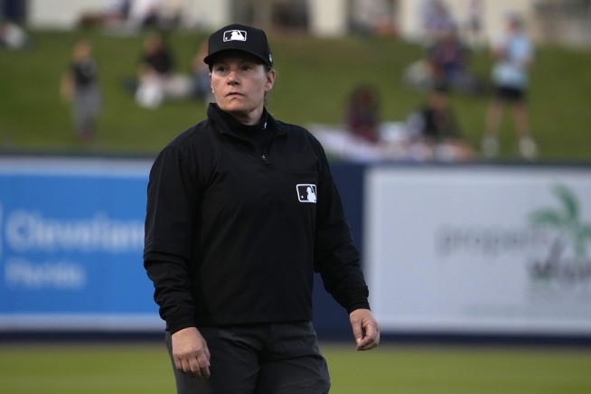 Jen Pawol becomes the first woman to umpire a spring training game since 2007