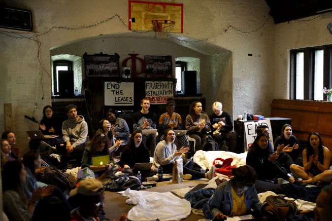 Student protesters occupy fraternity house, want it closed