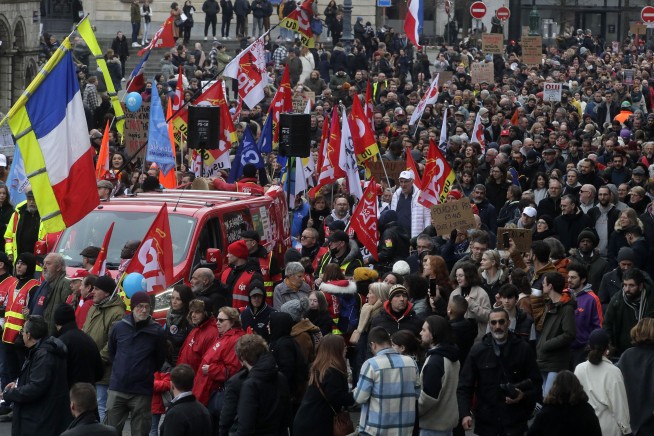 Nearly 1 million French march in 4th day of pension protests
