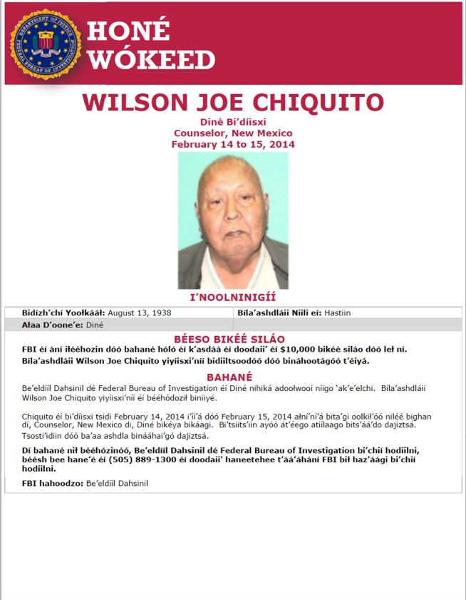1st FBI poster in Navajo language seeks info on homicide