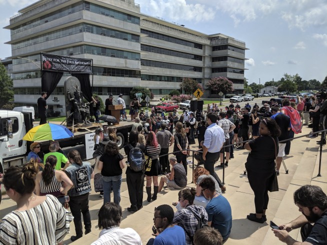 Satanic Temple brings Baphomet statue to Arkansas for rally