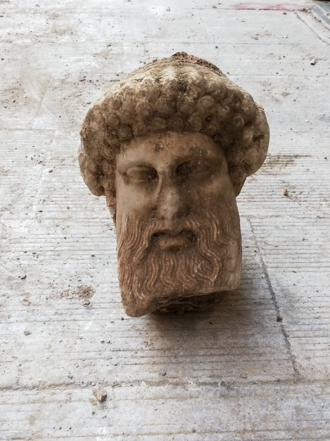 Ancient Greek god's bust found during Athens sewage work