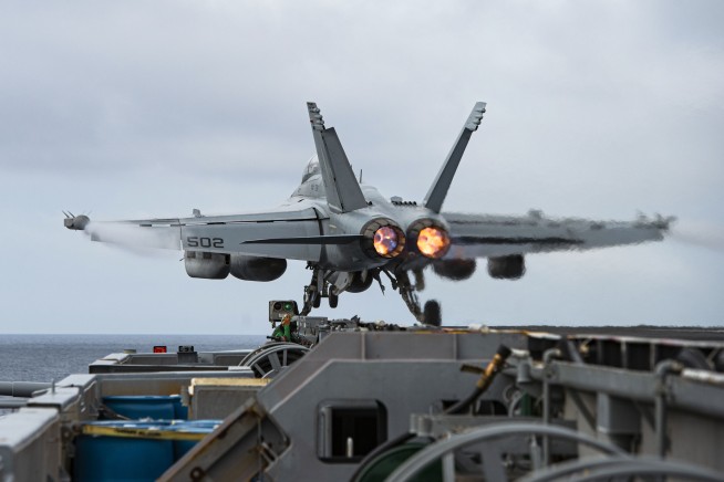 Navy crew members eject from their jet before it crashes off the San Diego coast