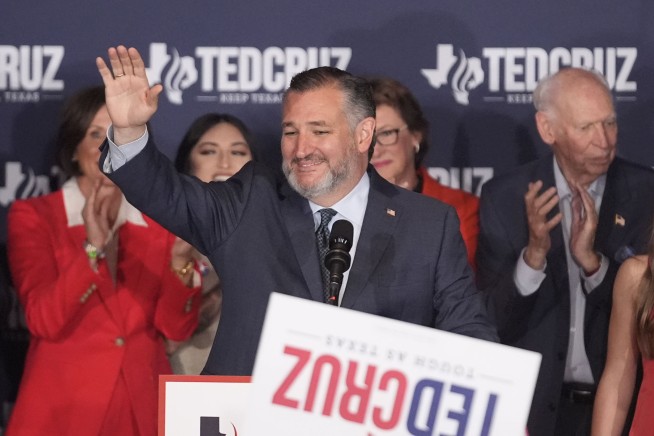 Republican Ted Cruz of Texas wins a third term to the US Senate