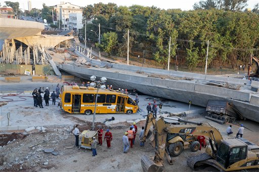 Unfinished overpass in World Cup project collapses