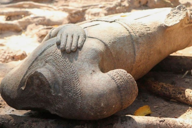 The torso of a Buddha statue has been found at Cambodia's Angkor temple complex