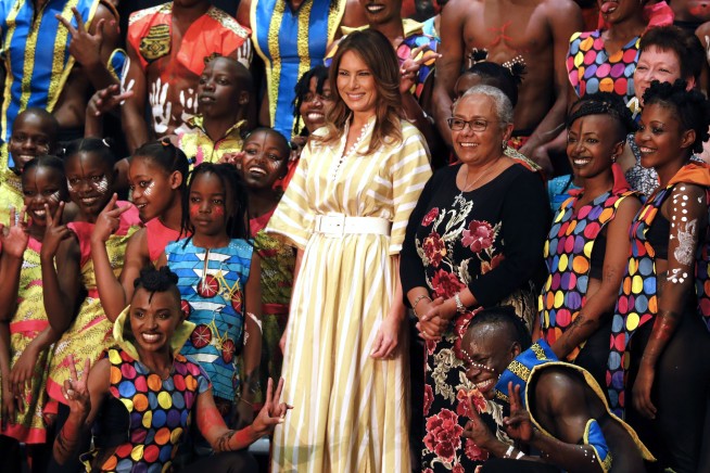 The Latest: Melania Trump has tea with Kenya's 1st lady