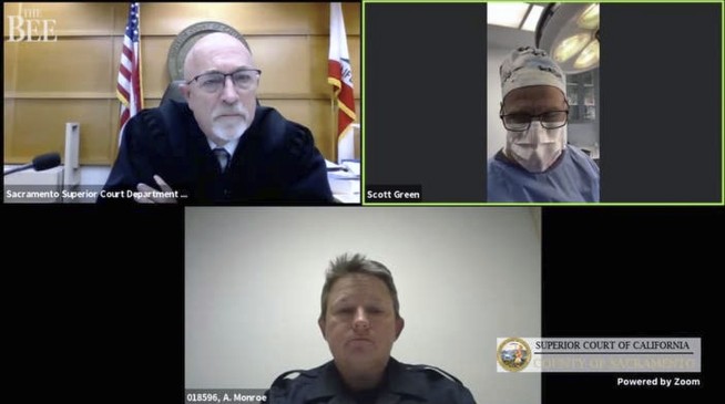 Doctor appears in court video call while performing surgery