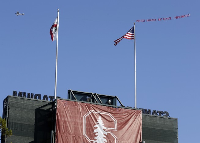 Students show support for victim at Stanford graduation