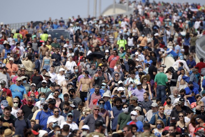 `Back in the game': SpaceX ship blasts off with 2 astronauts