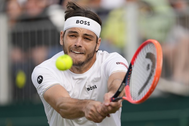 Taylor Fritz tells his Wimbledon opponent, Arthur Rinderknech, to 'have a nice flight home'