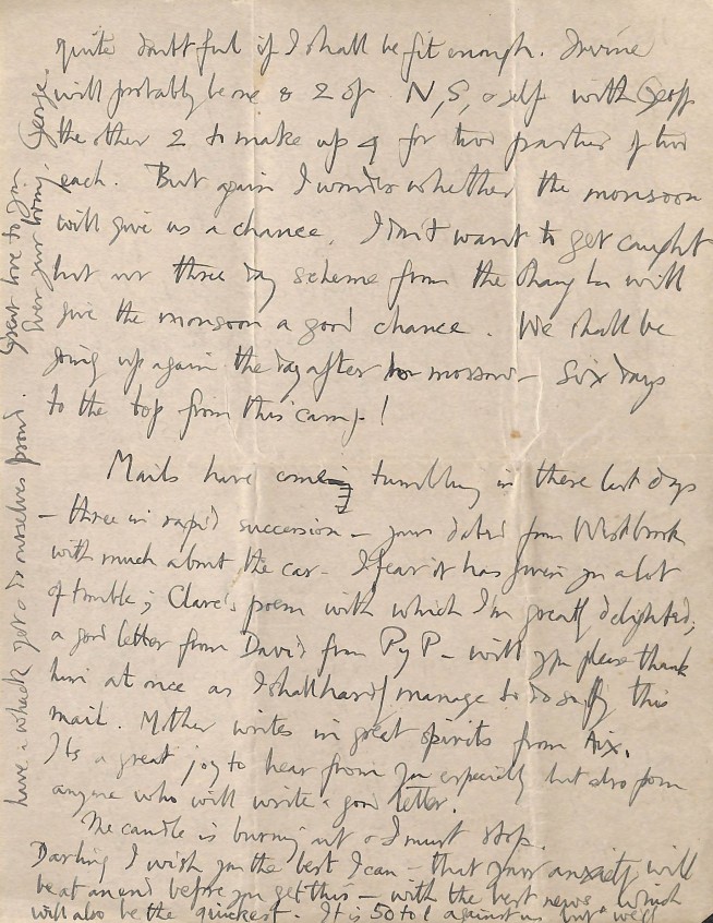 George Mallory's last letter from Everest said odds of reaching the top were '50 to 1 against us'