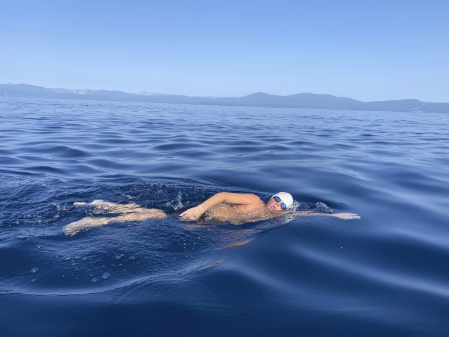 14-year-old becomes youngest to swim length of Lake Tahoe