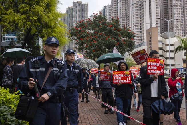 Hong Kongers hold first protest in years under strict rules