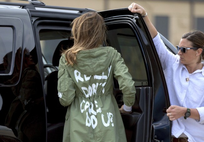 Message in a jacket: Jill Biden offers 'love' during UK trip