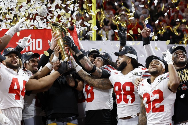 Ohio State wins 1st national title since 2014, outlasting Notre Dame 34-23 in CFP championship game