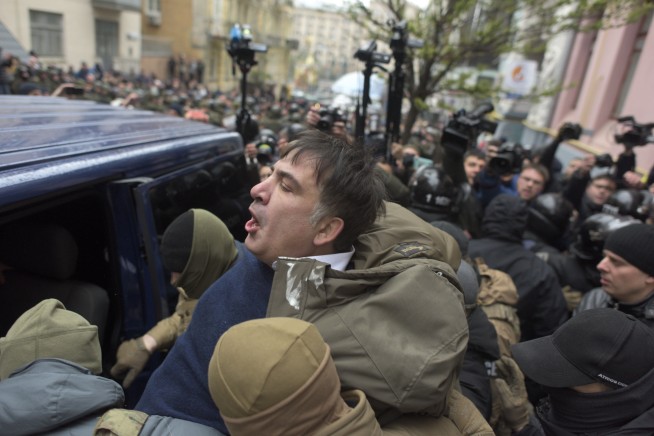 The Latest: Saakashvili, backers march in Ukraine's capital