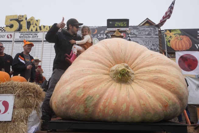Pumpkin weighing 2,471 pounds wins California contest