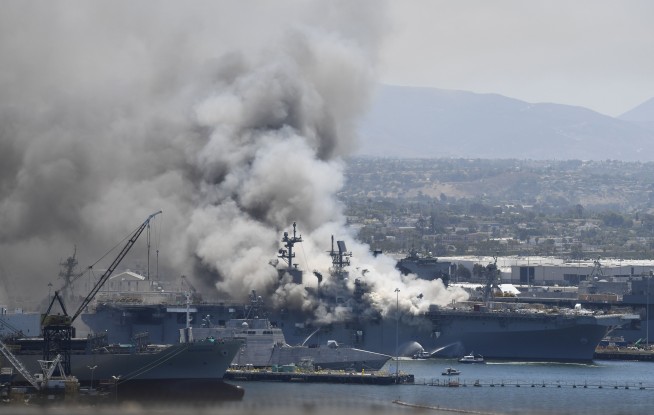 21 injured in fire aboard ship at Naval Base San Diego