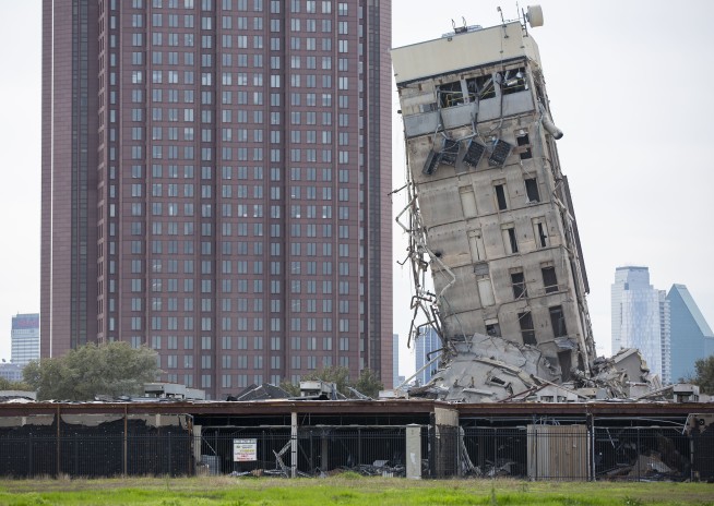 'Leaning Tower of Dallas' designer glad it's hard to topple