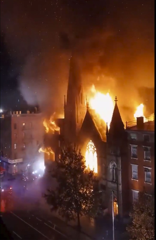 Predawn fire guts old church housing New York's Liberty Bell