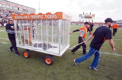 Ohio football team gets live tiger mascot for season opener