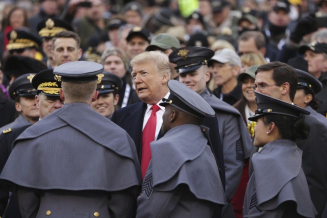 Trump handles coin toss at start of Army-Navy football game