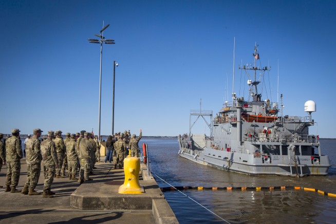 US Army boats head out on a mission to build a floating pier off Gaza's shore for food deliveries
