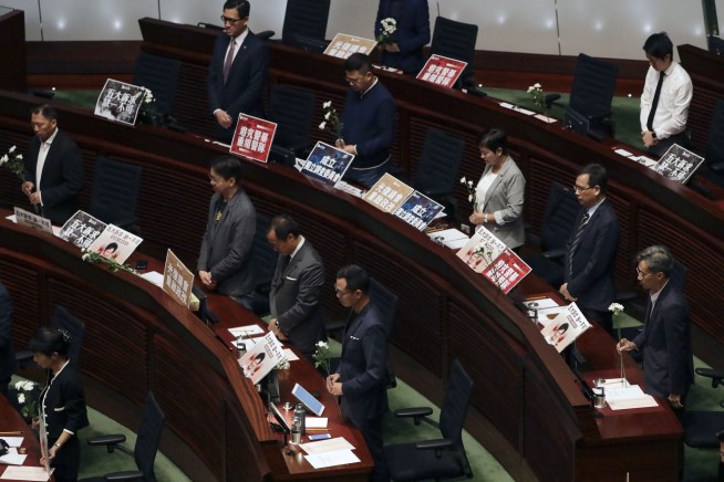 Opposition lawmakers again shout down Hong Kong leader