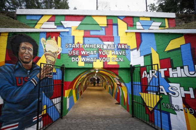 Arthur Ashe mural defaced with white nationalist insignias