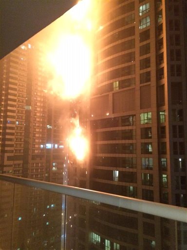 Fire Hits One of World's Tallest Apartment Towers